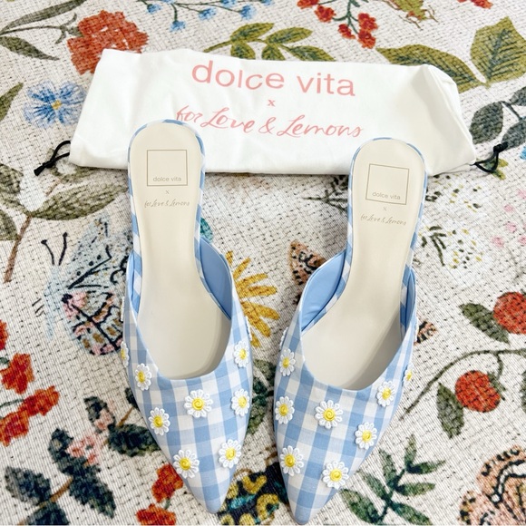 NWT Dolce Vita X For Love And Lemons Lilou Mule in Blue Gingham - Picture 4 of 14